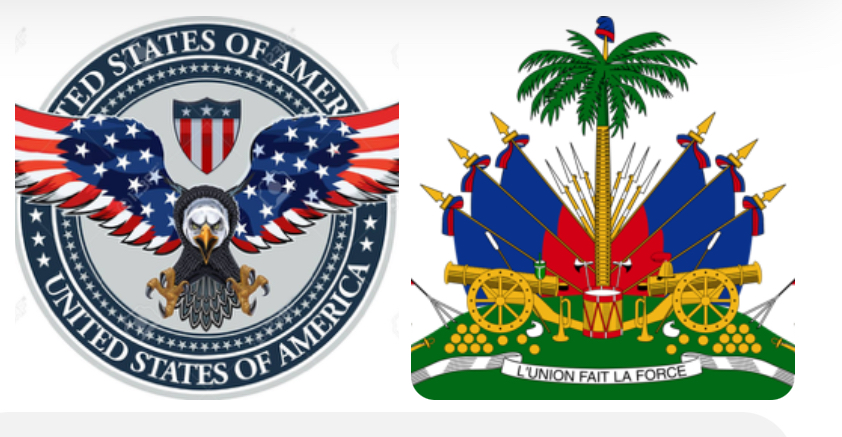 Les emblemes des Etats-Unis et d'Haiti...